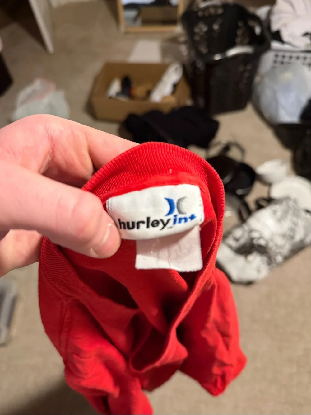 Vintage Hurley Red Long Sleeve Crew Neck Tee